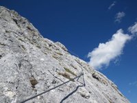 einer der schwierigeren Passagen im Hochiss-Klettersteig